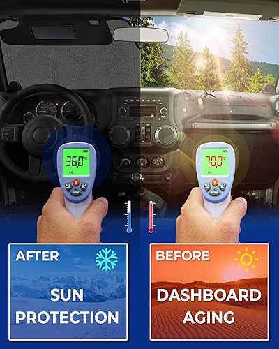 Miniatura 3 de Parasol mejorado para parabrisas compatible con Wrangler JK TJ, parasol plegable para parabrisas bloquea los rayos UV, protector de parasol de