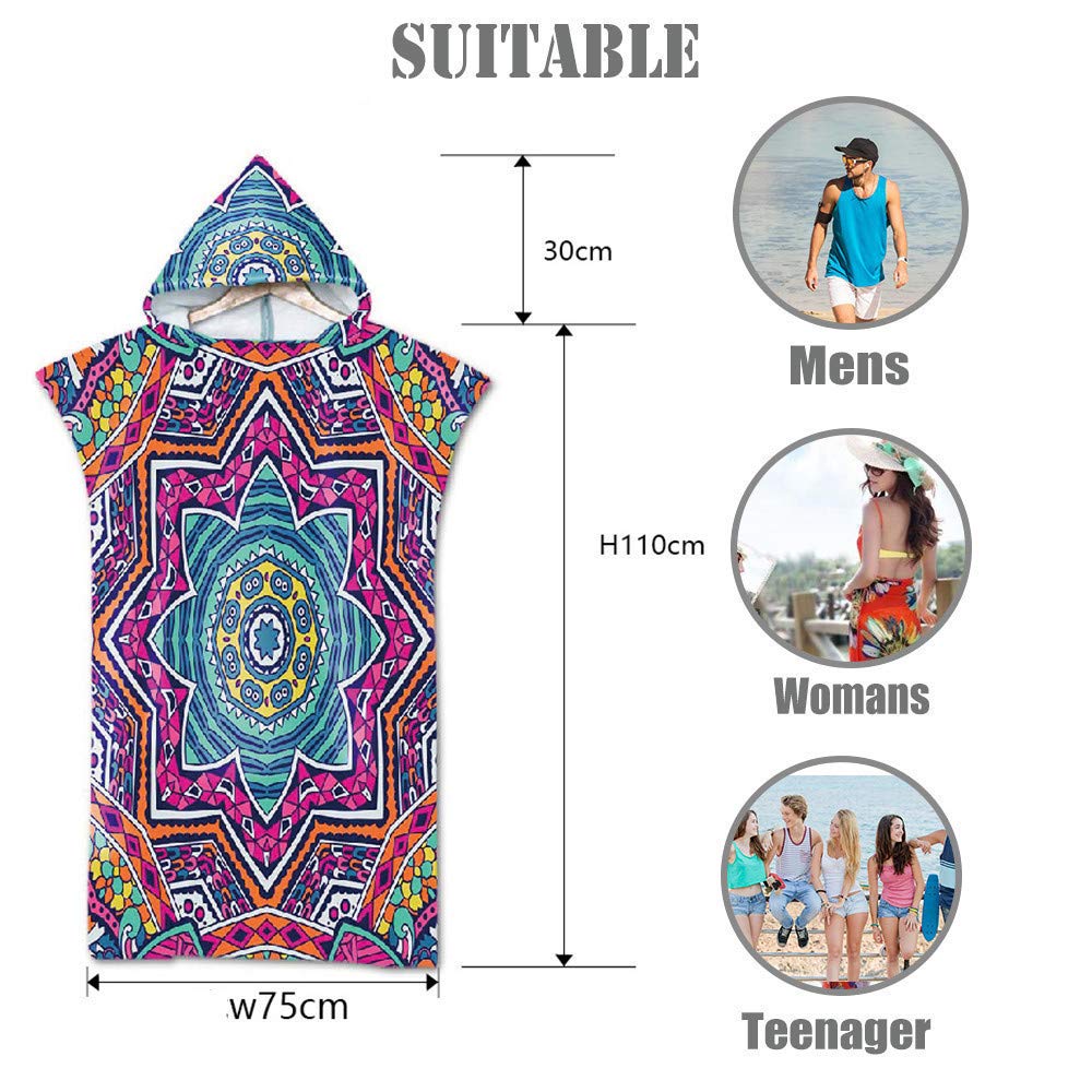 FANSU Poncho Surf Asciugamano con Cappuccio, Uomo & Donna Stampa Microfibra Spogliatoio Asciugamano Poncho Adatto per Il Surf, Il Nuoto, Le Immersioni (Nuvole Blu,60x110cm