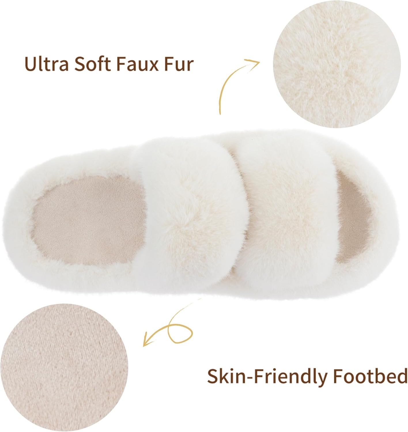 RockDove Women’s Pluffie Slippers with Arch Support & Memory Foam, Cozy Faux Fur Open Toe House Shoes, Gift-Ready Indoor Outdoor Comfort - Image 5