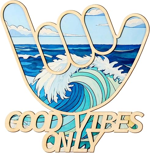 Bnesi Decoración hawaiana de madera, letrero de mano de surfista, decoración de pared de tabla de surf, decoración de pared para habitación de