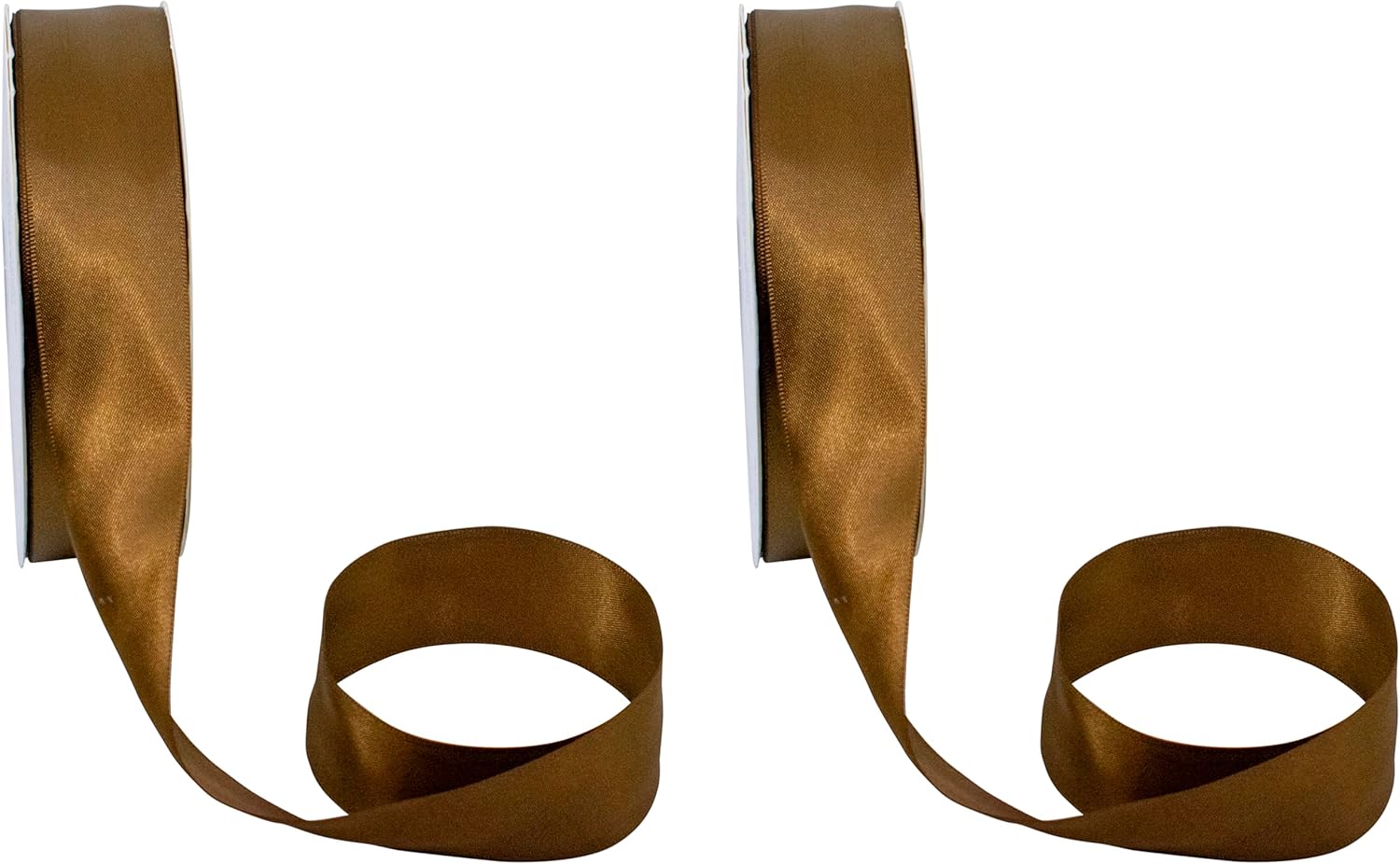 Set of 2 Double Faced Satin Ribbon 100 Yards (1 1/2", Brown)