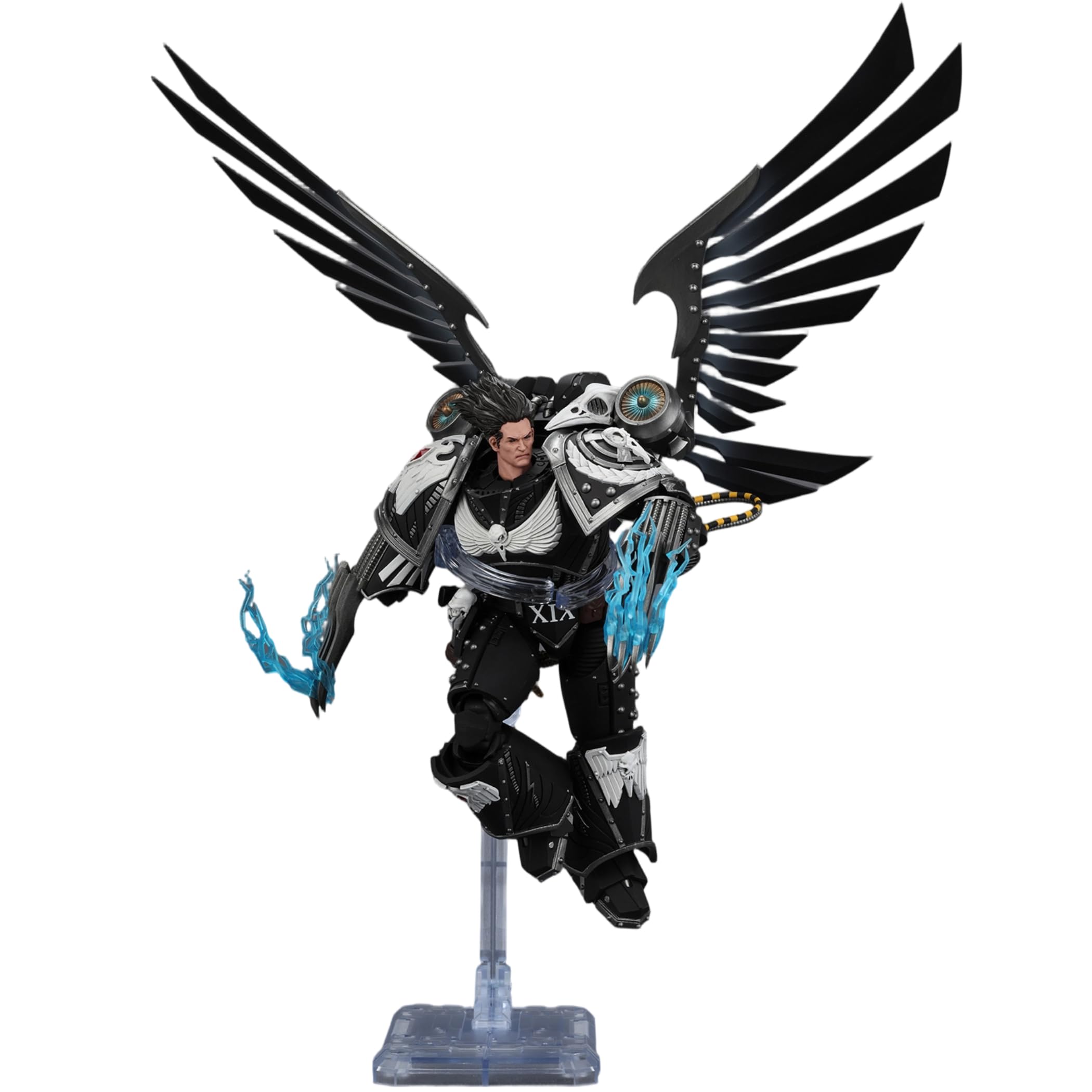 JOYTOY Warhammer 40K 1/18 Action Figures Raven Guard Corvus Corax, Primarch of the XIX Legion with artificer-crafted lightning talons, archaeotech pistols, and whip Collectible Model 7.16-Inch — image 1