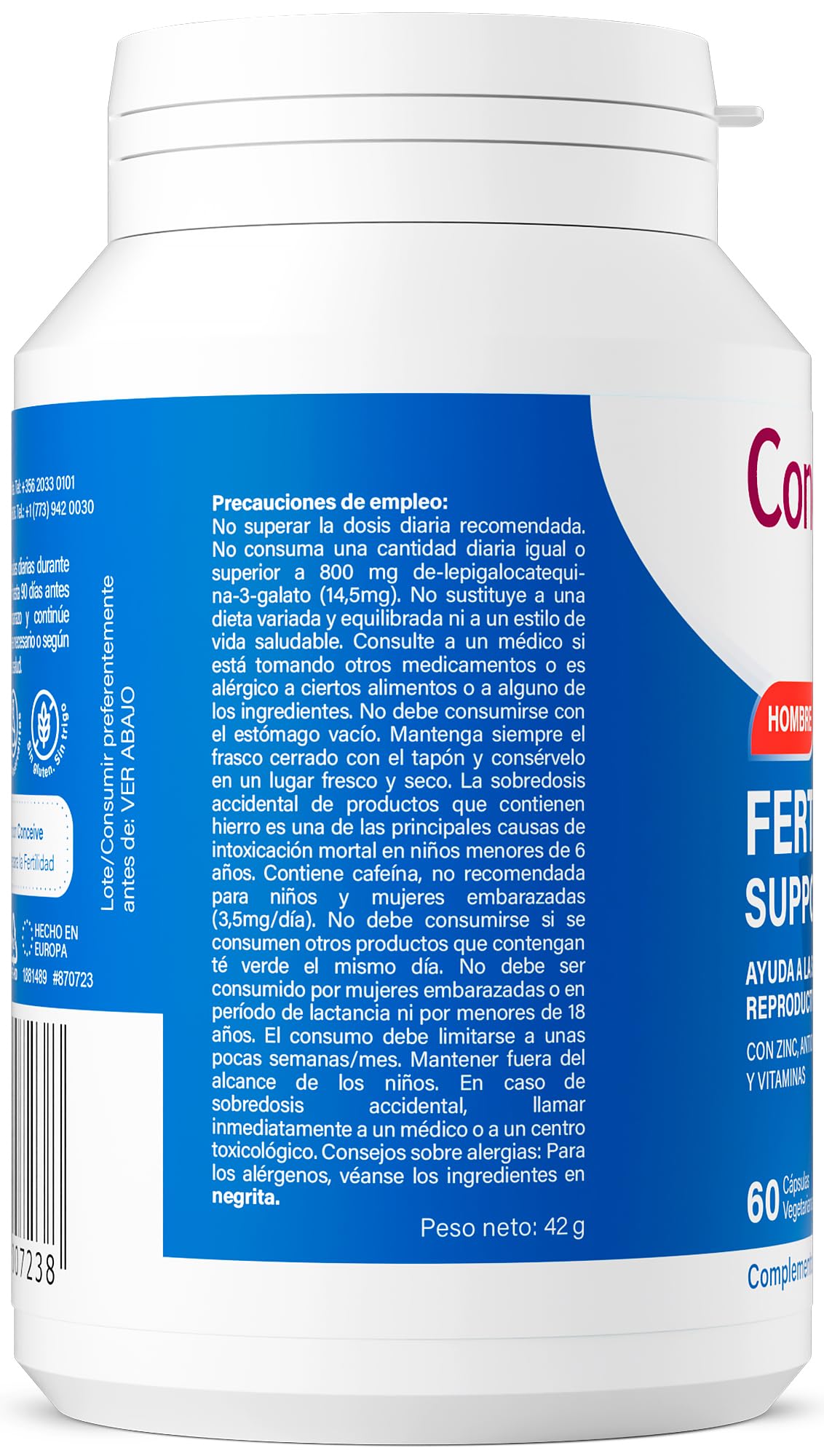 CONCEIVE PLUS Vitaminas para la Fertilidad Masculina con Maca, Selenio, Ácido Fólico, Multivitaminas - Apoyo a la Salud Reproductiva, Producción de Esperma y Aumento del Libido Masculino - 60 Cápsulas