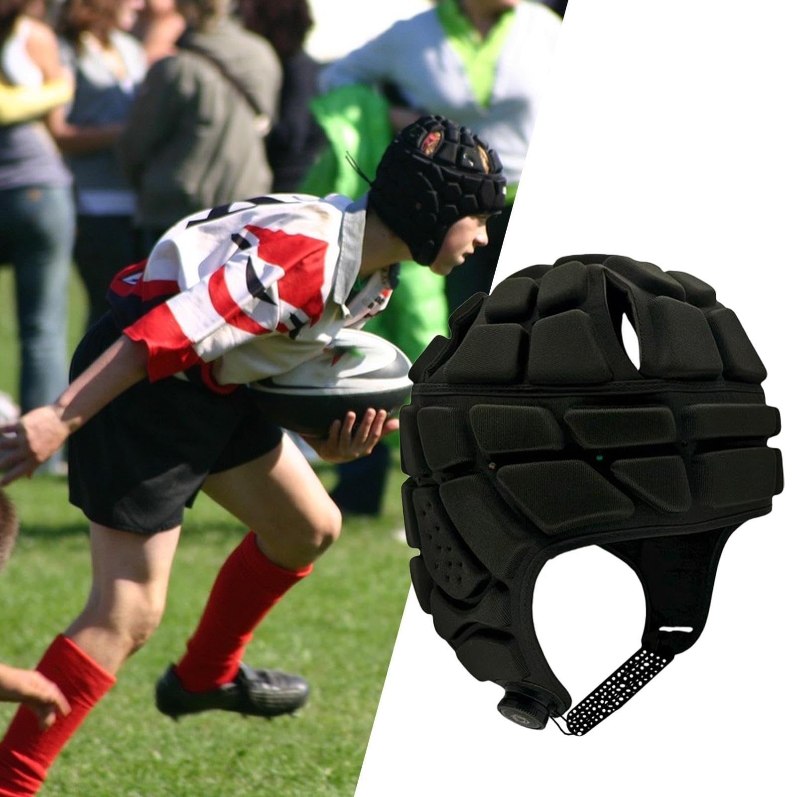 perfk Casco da Football Americano, Regolabile, con Imbottitura Morbida, per Hockey, Wrestling, Rugby, Adulti e Giovani.
