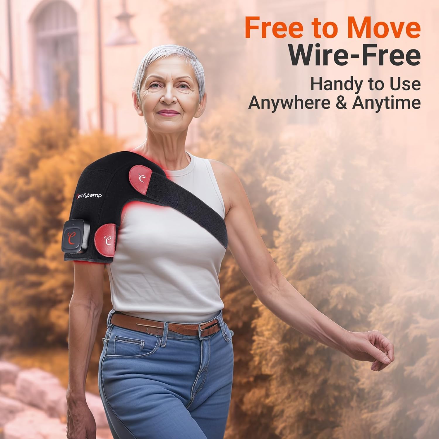 Comfytemp Cordless Red Light Therapy for Shoulder, 94 LEDs FSA Eligible HSA Near Infrared Light Wrap, 3D Portable Heated Shoulder Pad for Joint, Valentines Day Gifts for Her Him (No Massage,One Size) - Image 2