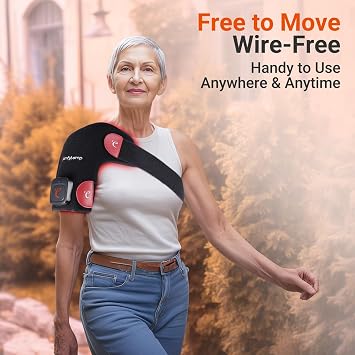 Comfytemp Cordless Red Light Therapy for Shoulder, 94 LEDs Wearable Near Infrared Light Wrap, 3D Portable Flexible Wrap with Timer, 660nm & 850nm, Gifts for Women Mom Men Dad (No Massage,One Size)