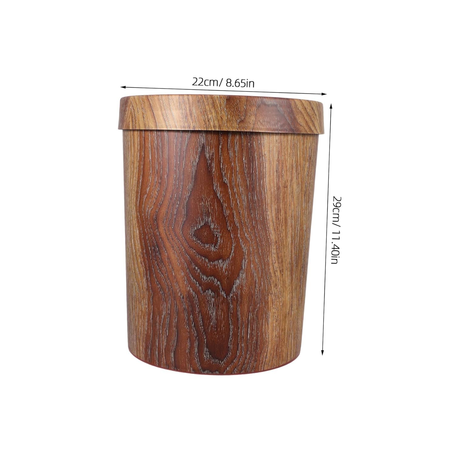 DOITOOL 1pc Wood Grain Trash Can Decorative Trash Can Pressing Ring Woodsy Decor Vintage Auto Ashtray Bin Flower Vase Garbage Bin Office Container Box Plastic Round