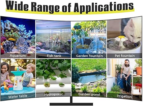 Submersible Pump 600GPH Ultra Quiet Water Fountain Pump Max Lift Height Up to 9FT with 6FT Power Cord 3 Nozzles for Fish Tank Pond Aquarium Statuary Hydroponics AQP 600(600GPH)