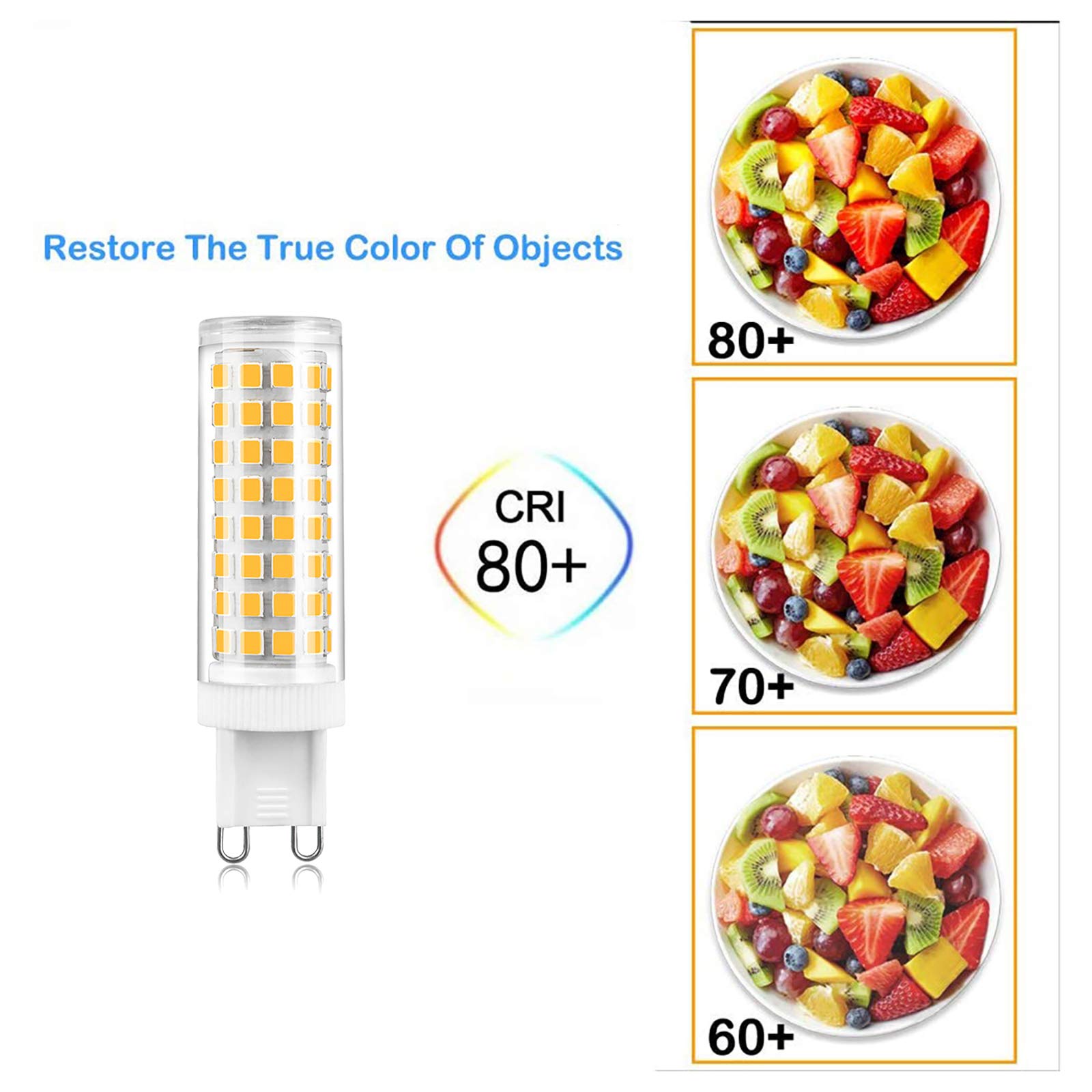 Lampadine LED G9 10 W, Lampadine alogene ricambio 80 W 100 W equivalenti a 1.000 lm, Lampadine LED G9 dimmerabili, Base bi-pin G9, Bianco caldo 3000 K, Confezione 4