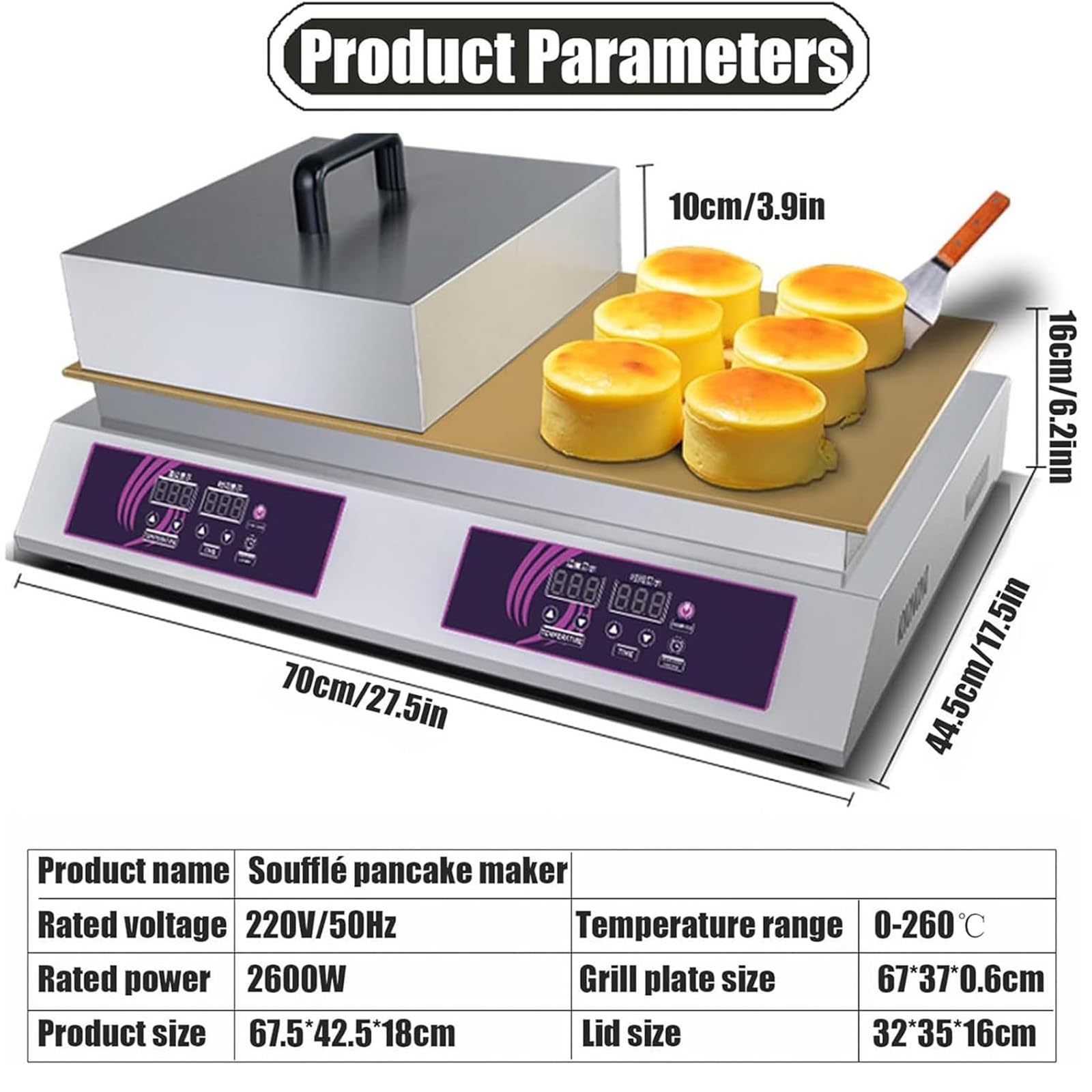 Pfannkuchen Soufflé Maker,Kommerzieller Antihaftbeschichteter Pfannkuchen Maker,0-260°C,Elektrischer Muffin Maker,Pfannkuchen Maschine Zum Zubereiten,für Küchenres,Doublehead-220V