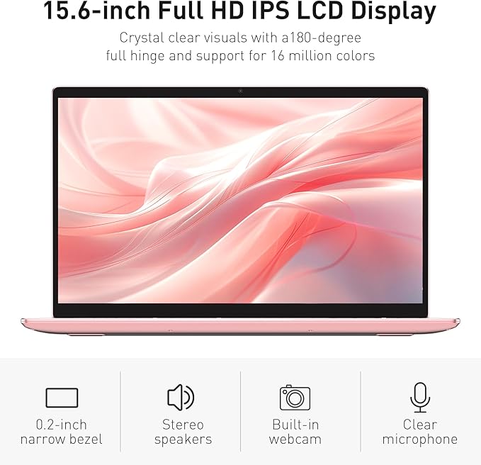 Auusda Laptop 15.6" FHD, 32GB RAM, 1TB SSD, Intel, Rosa miniatura 5