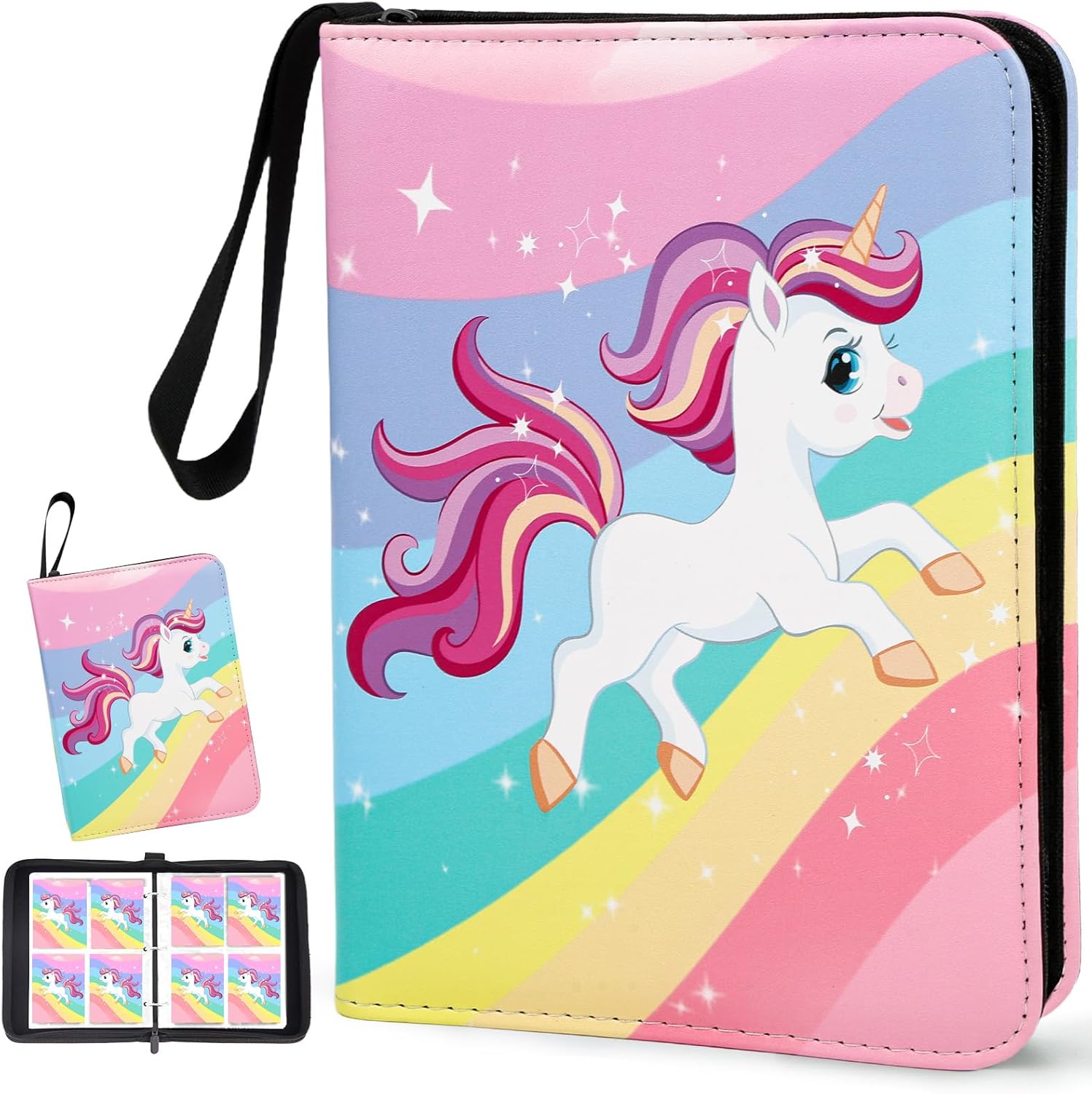400 Pocket Trading Card Binder with 50 Removable Sleeves, Portable Zippered Card Holder, Collection Album Book Case Storage for MTG, TCG, Sports, Game Cards (Starlit Sky)