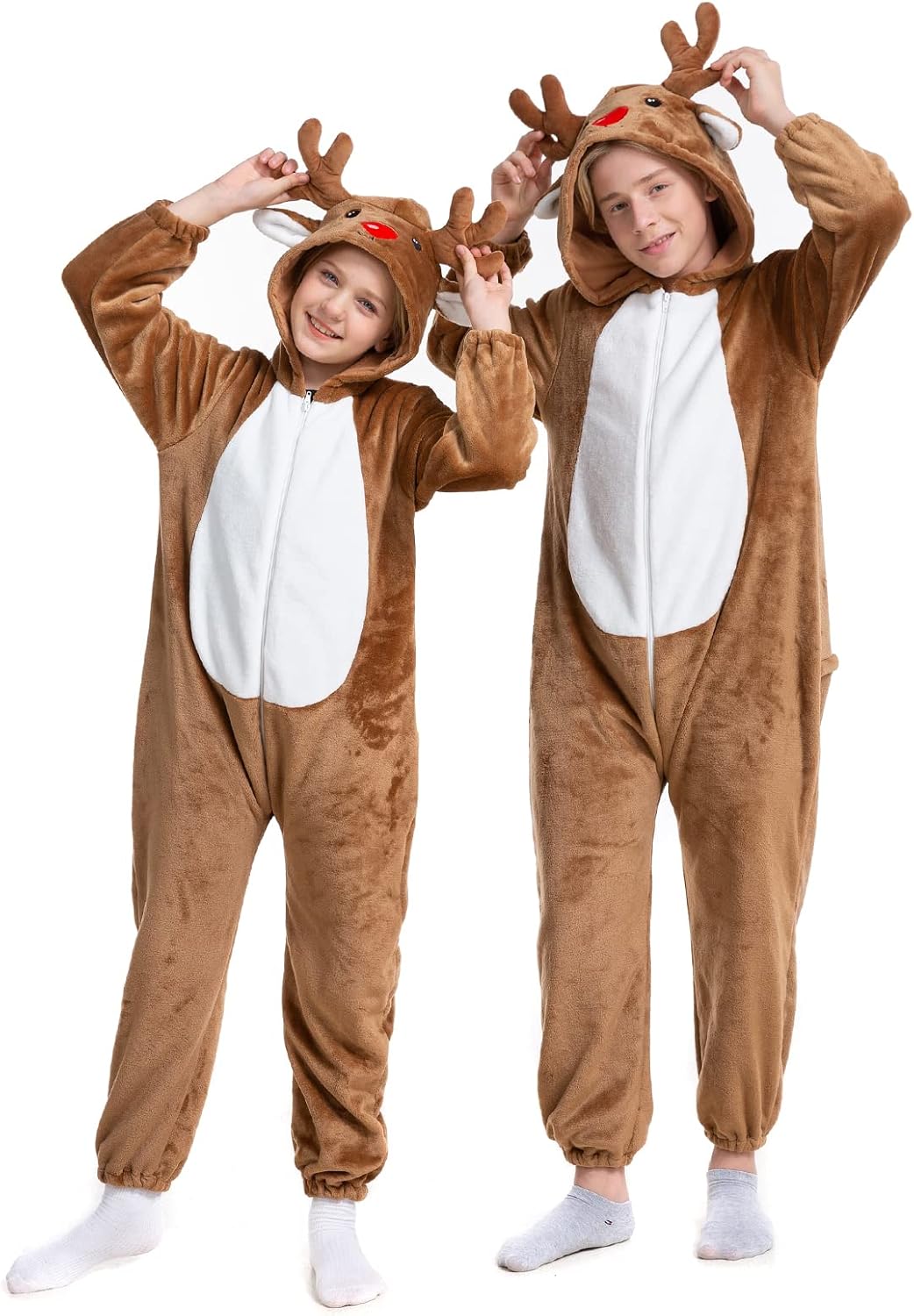 HSCTEK Kids Christmas Flannel Onesie with Hood Boys Girls