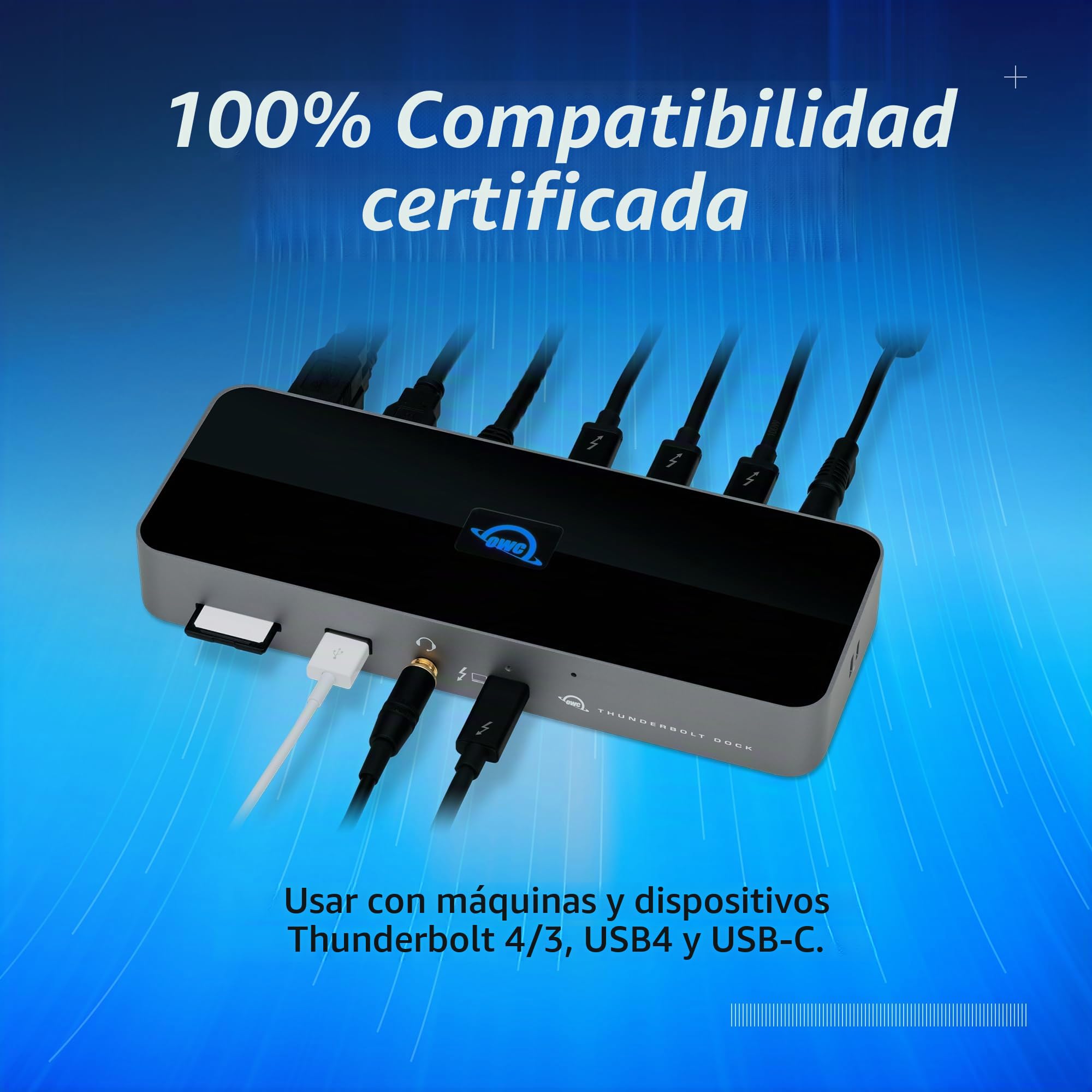 OWC Thunderbolt Dock con 11 Puertos, Pantallas 8k, 2X 4k @ 60Hz, 1x 4k @ 120Hz, Gigabit Ethernet, 3X TB4 (USB-C), 3X USB Gen 2 Tipo-A, 1x USB 2, Cable Incluido, Space Grey | Base Thunderbolt 4, 40 Gb/s, carga de 96 W, 3 Thunderbolt 4, 3 USB A de 10 Gb/s,