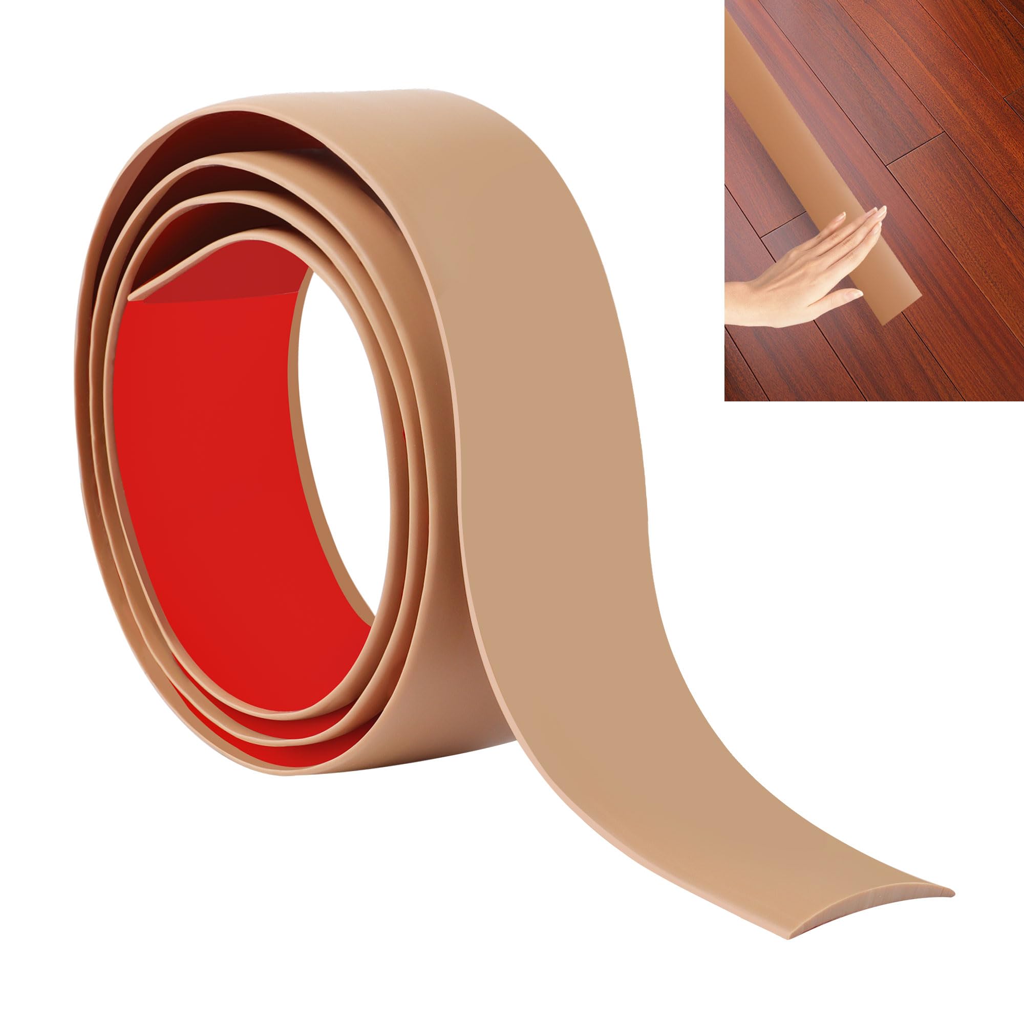 JUNART 100cm×4cm Laminate Flooring Threshold Transition Strip, Self Adhesive Vinyl Floor Strip, Tiles or Carpet Edge Transition Trim(Brown)