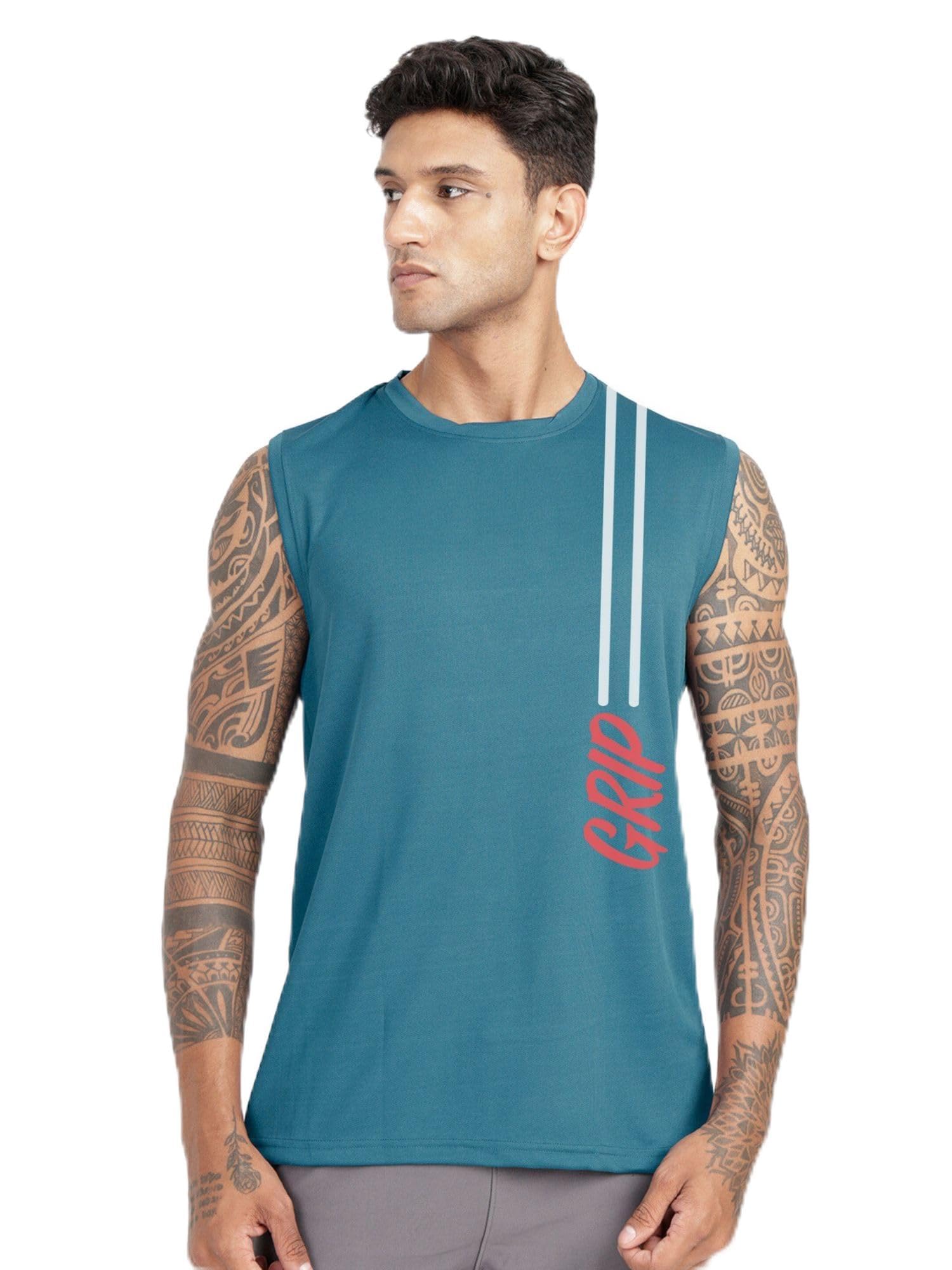 3colors 3Colours RGB Men's Active Wear Sleeveless Tank top, Gym Vest, Leisure wear CCUT -2LINE Grip-picture-37