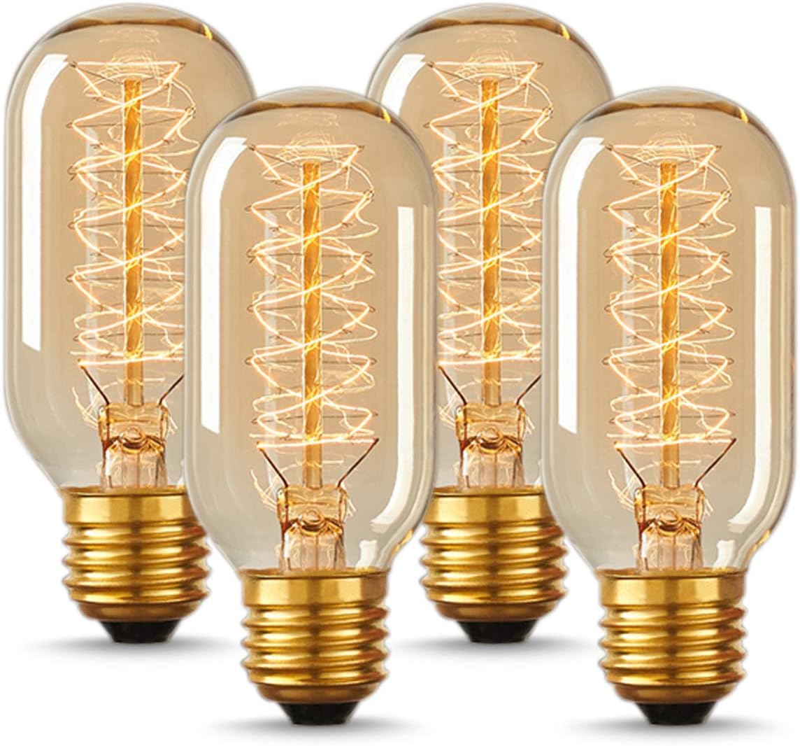 Lot de 4 ampoules Edison à incandescence vintage 60 W Culot E26/E27