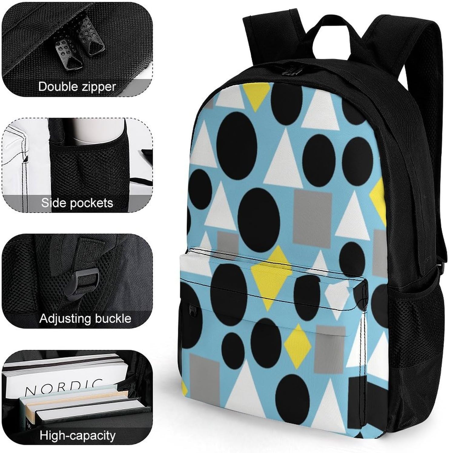 Irregular Geometry Backpack Daypack Travel Backpack | Lightweight Casual Laptop Backpack for Women Men Aesthetic Travel Bag for Weekender Business Hiking Outdoor