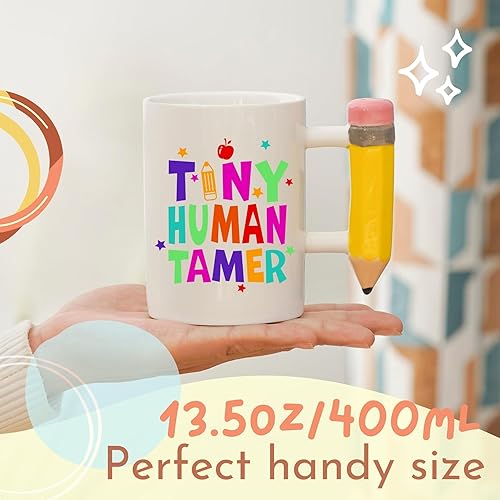 Miniatura 4 de Onebttl Taza de café de agradecimiento al profesor de Navidad para profesores de preescolar, divertida taza con mango para lápiz, taza de cerámica