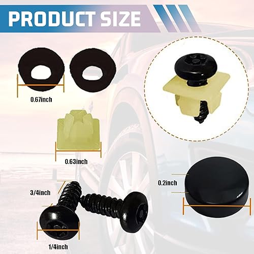 Miniatura 2 de Kit de 4 tornillos para placa de automóvil, de acero inoxidable, impermeable, con almohadillas de espuma antitraqueteo, pernos de montaje