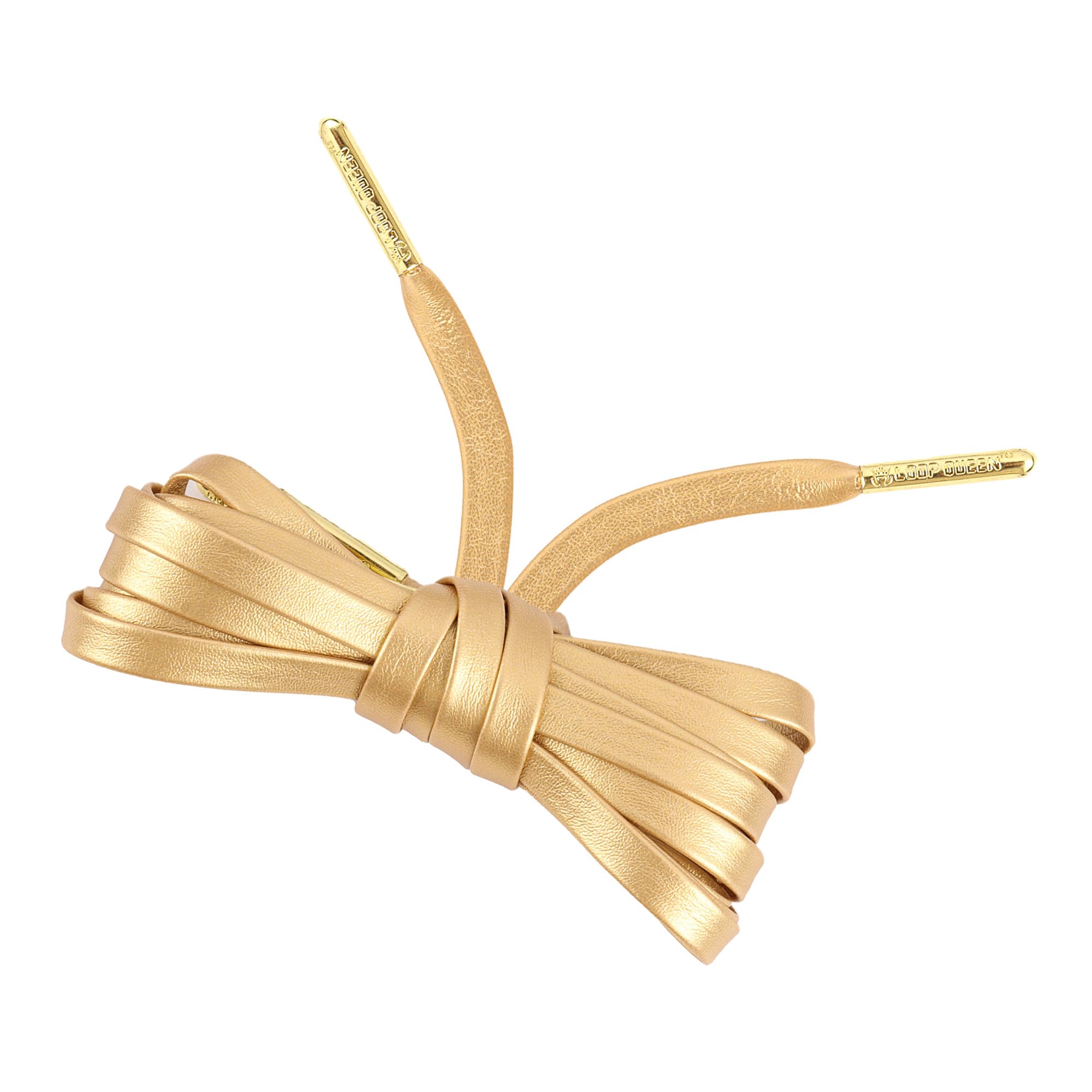 Loop Queen Shoelaces 1 Pair Premium Leather Shoe Laces with Gold Tips