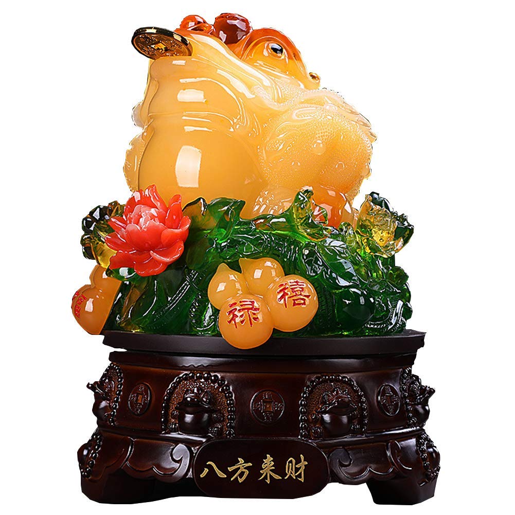 YNIYUJKL Feng Shui Statue Ornament Money Frog Sculpture Figurines Home Office Decoration, Best Housewarming Congratulatory Gift,Yellow,Gul-A