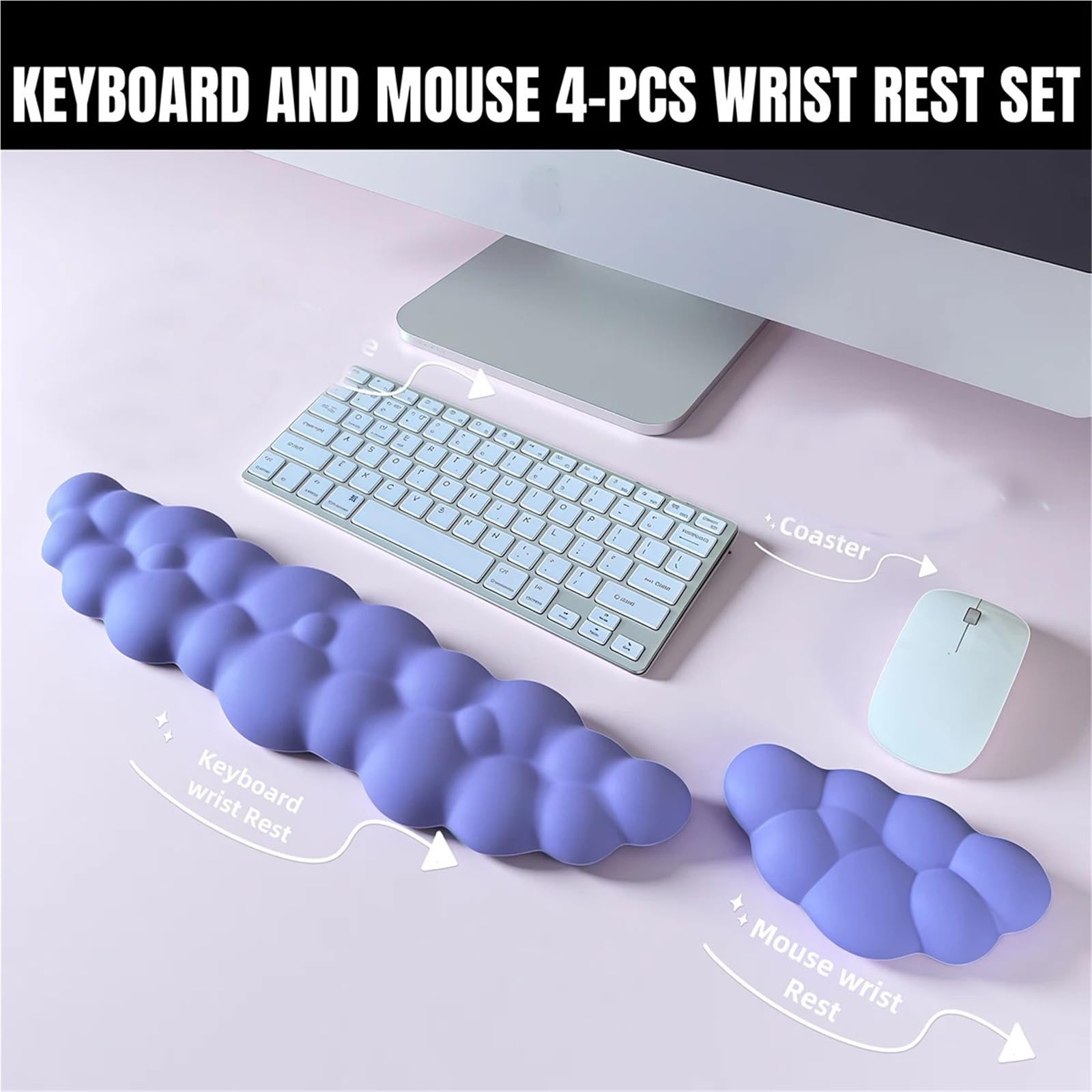 Tappetino Mouse Con Poggiapolsi Poggiapolsi in memory foam a forma di nuvola