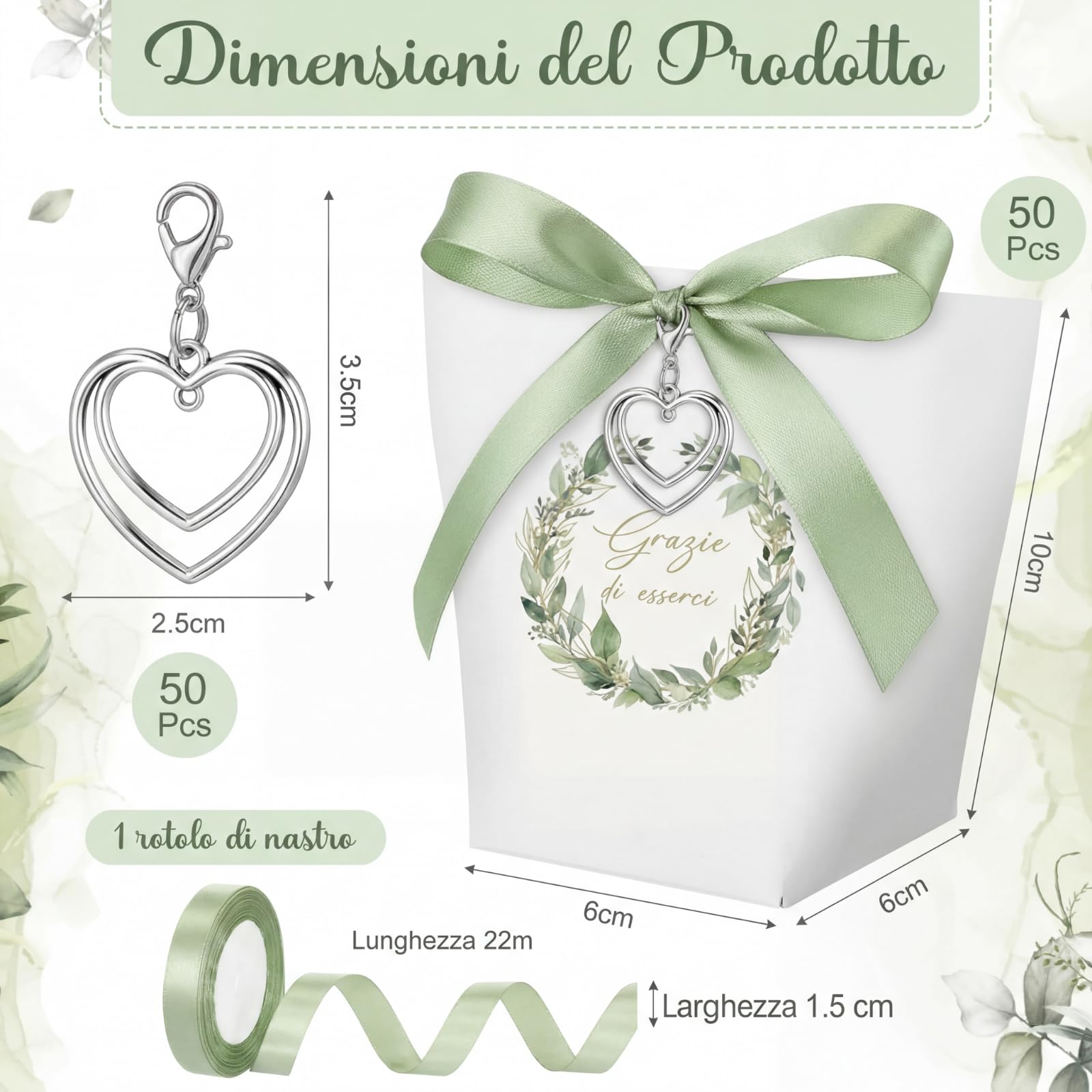 50 Sets Cajas para Recuerdos Boda con Cinta Colgante de Corazón Bolsas de Confites Cajas de Regalo para Bautizo Confirmación Comunión Compromiso Cumpleaños Agradecimientos Fiestas(Blanco)