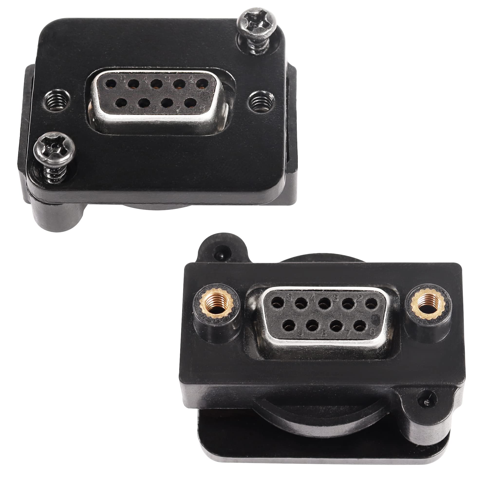 QIANRENON Adattatore DB9 senza saldatura, montaggio a pannello, presa DB9 femmina a terminale a crimpare a 9 pin, connettore seriale D-SUB a 9 pin, con foro per vite di testa, per estendere