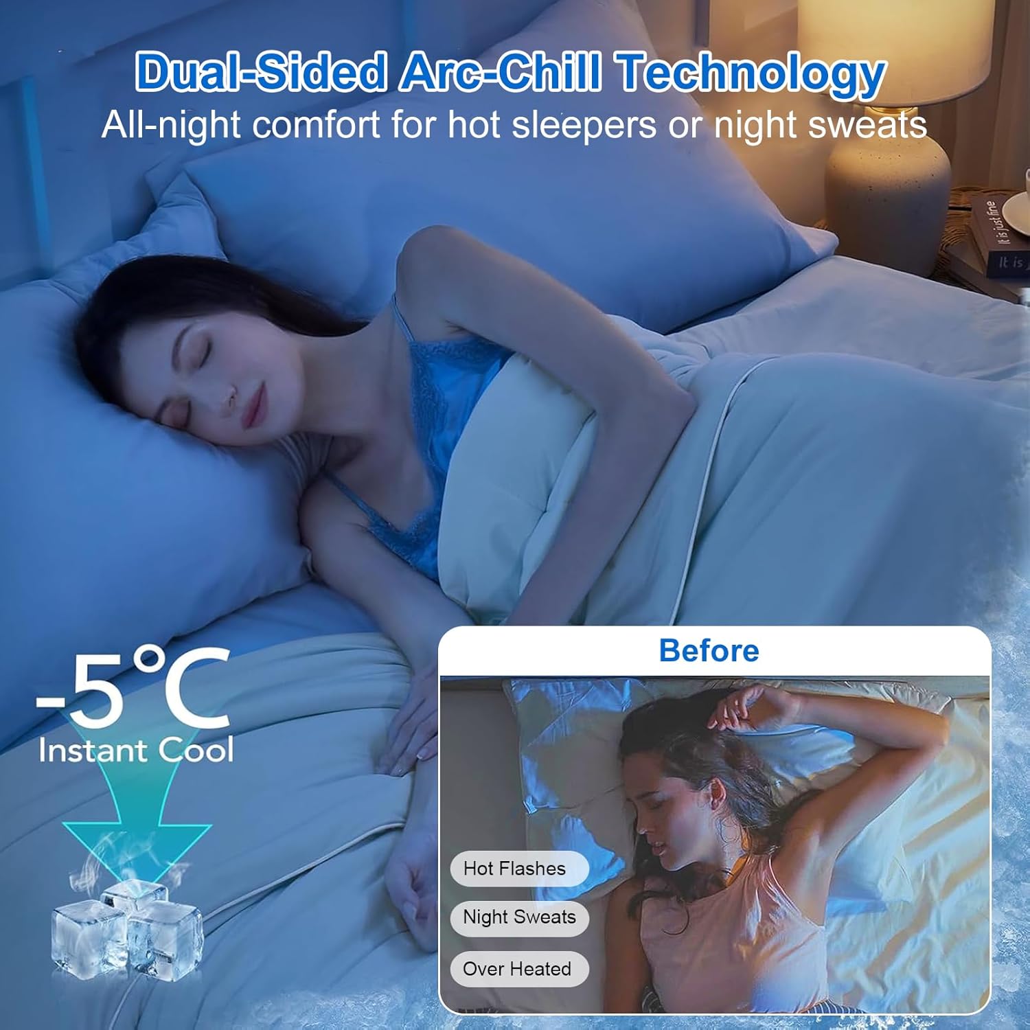 Cooling Blanket King Size,Double-Sided Cool Comforter for Hot Sleepers and Night Sweats,Breathable Soft Silk Smooth Ice Blankets,Lightweight Summer Blanket Comforter Cooling Bedding,104"x90",Grey