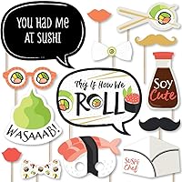 Big Dot of Happiness Let's Roll Sushi Japanese Photo Booth Props Kit - 20 Fun Props for Baby Showers & Birthdays