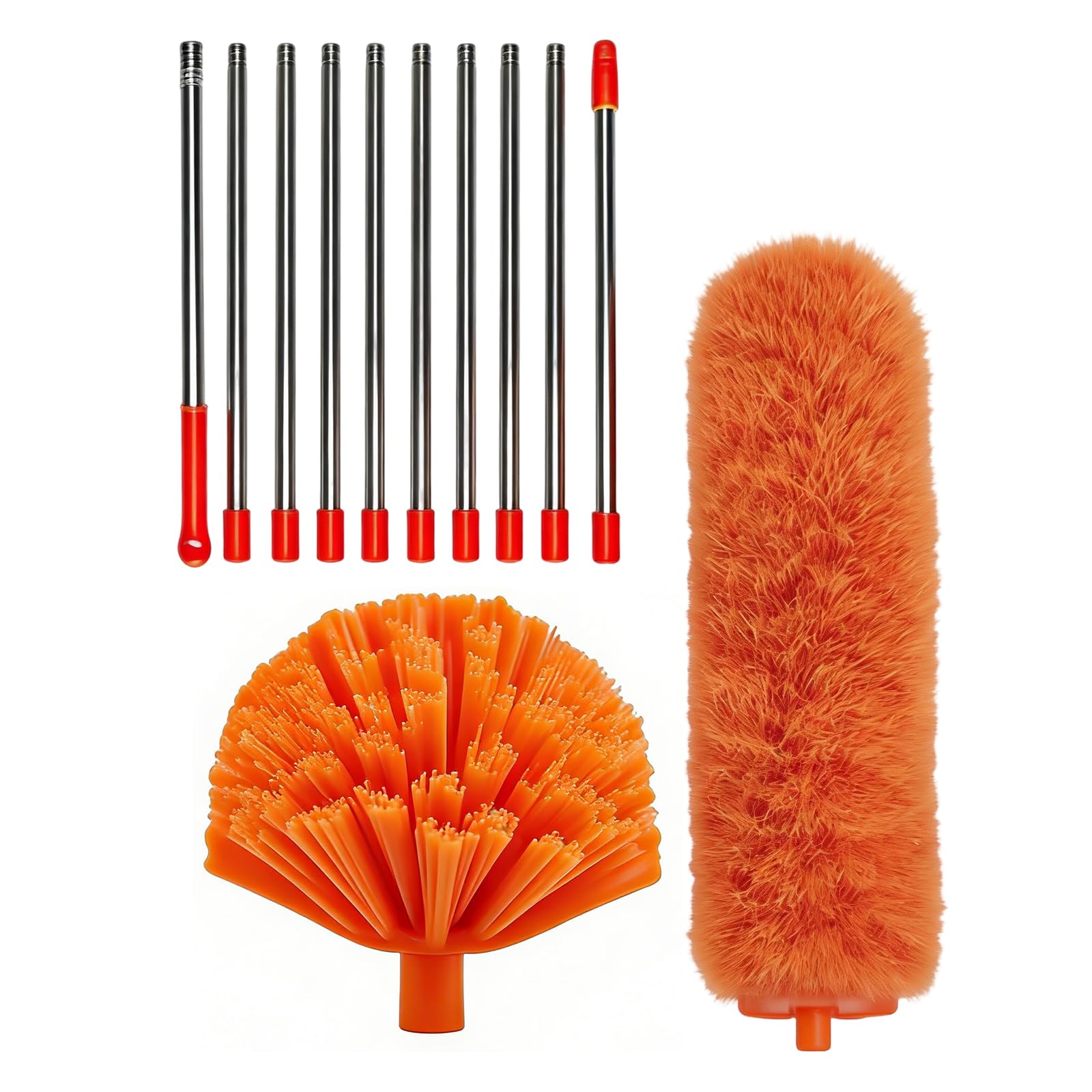 Cepillo de mango largo para techos, persianas y zócalos, construcción de acero inoxidable, almohadilla de microfibra, cepillo extendido