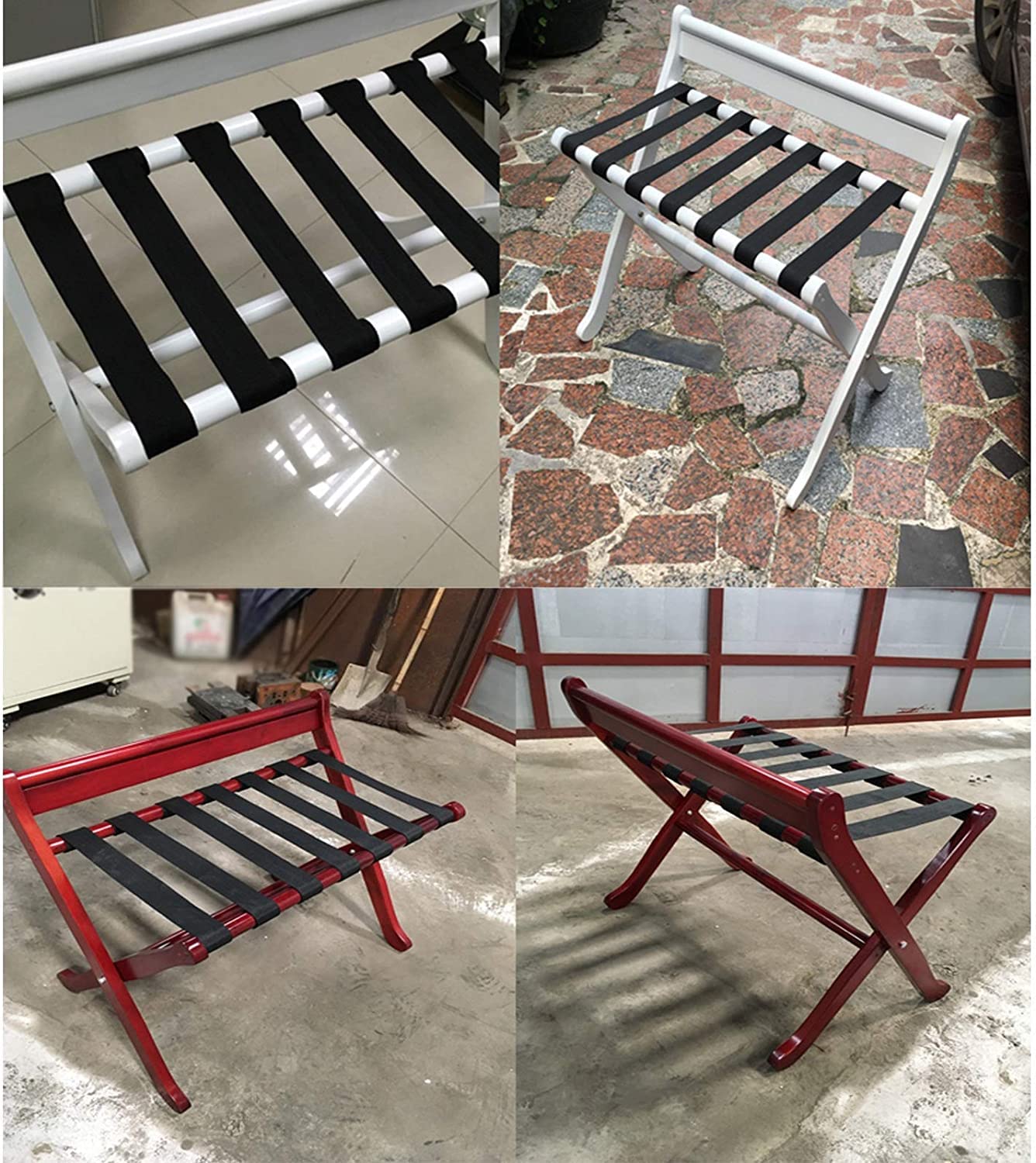 Portaequipajes para habitación de Invitados, Soporte Plegable para Maletas, portaequipajes para Dormitorio de Hotel, Perchero Plegable de Madera Maciza para habitación de