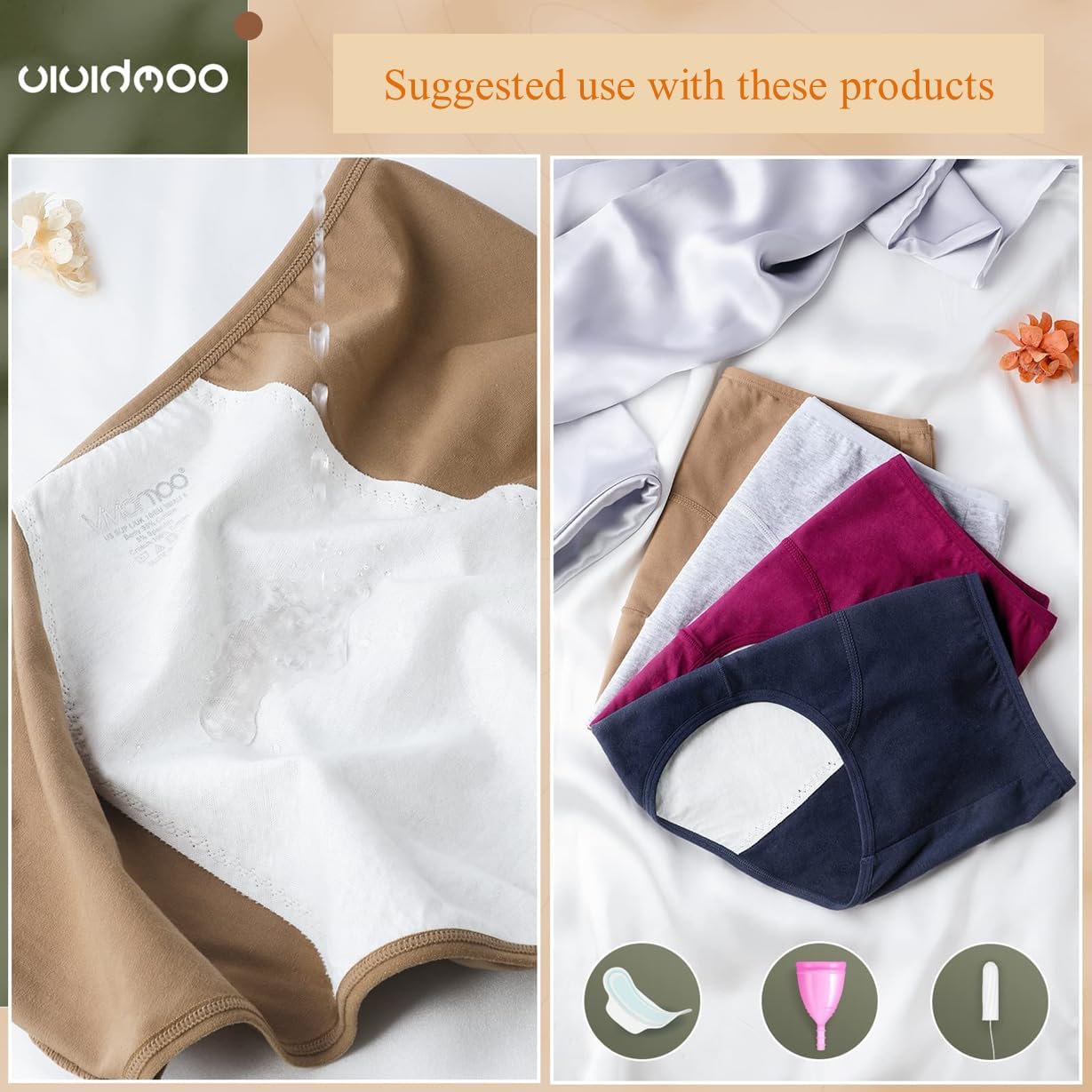 5PACK Stretchy Cotton Leak-proof Panties Underwear, Flow Postpartum Full Coverage Briefs Recovery Hipster Panties US Size 3X-Large (Black&Grey) - Image 4