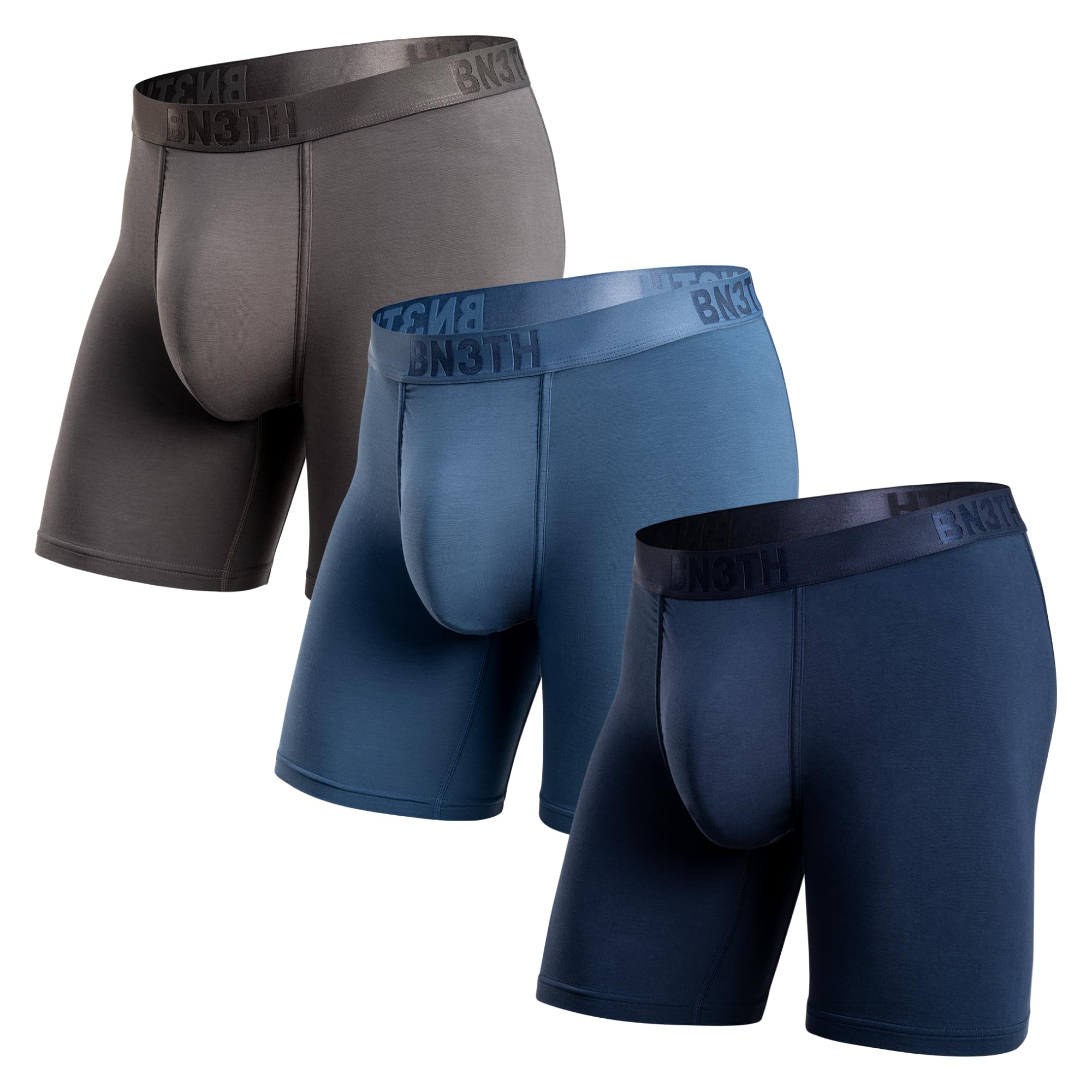 BN3TH Mens Classic Icon 3-D Pouch Boxer Briefs - Breathable Anti-Chafing Ultra-soft No-Roll Waistband 6 5 Inseam 3pk