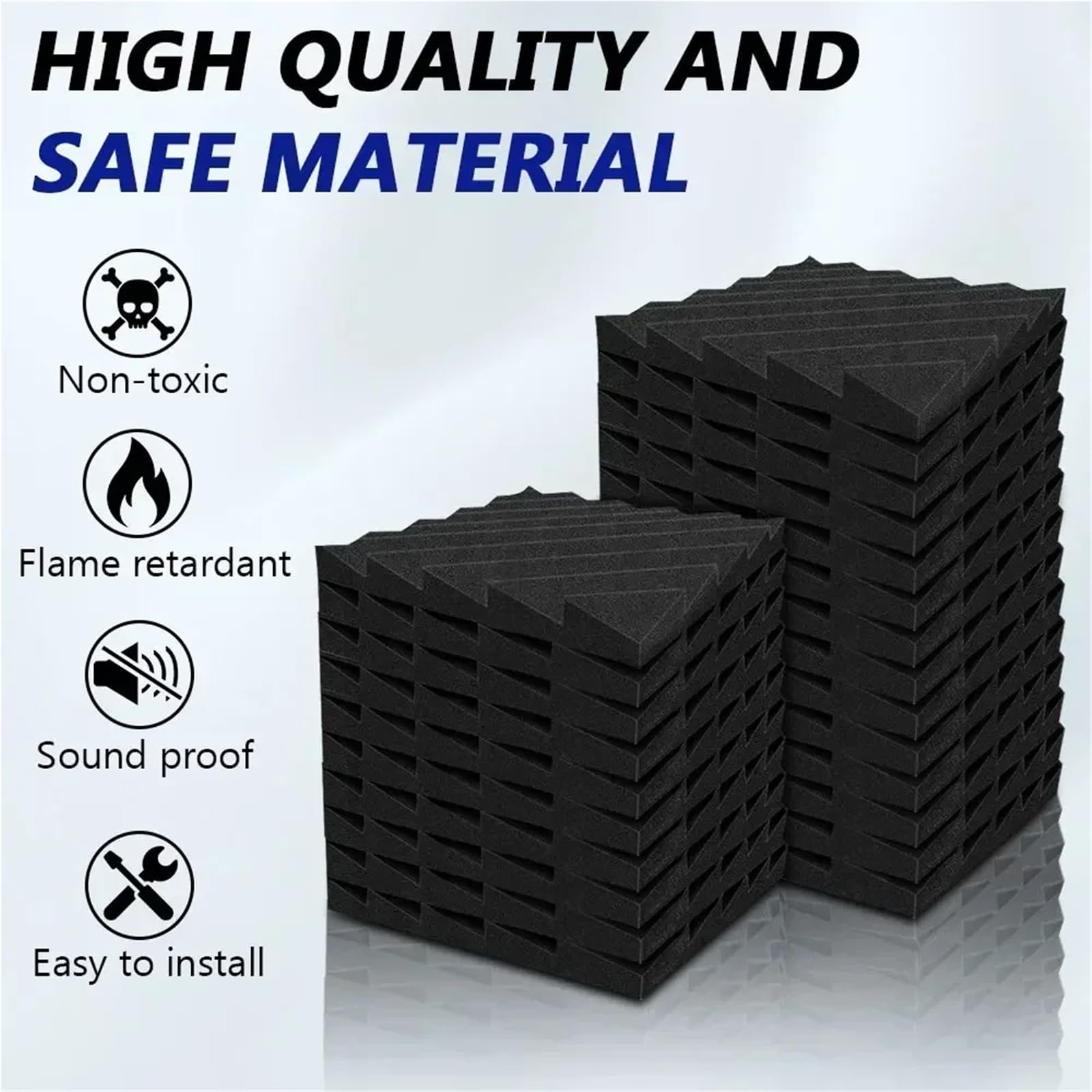 24 Uds. Paneles de tratamiento absorción aislamiento acústico ruido alta densidad espuma insonorizada estudio 30x30x5cm Para amortiguar el sonido(Grey,24 PCS_HIGH DENSITY_2.5CM)