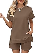 Rapbin Damen Tracksuit Kurzarm Rundhalsausschnitt Einfarbig Sommer 2025 Loungewear Outfit T-Shirt Trainingsanzug Set