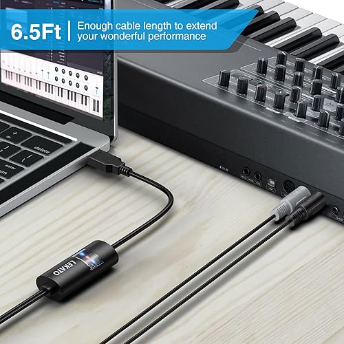 Miniatura 16 de LEKATO Cable MIDI, MIDI a USB C, interfaz MIDI tipo C con conexión de entrada y salida, teclado/sintetizador para edición de grabación, cable