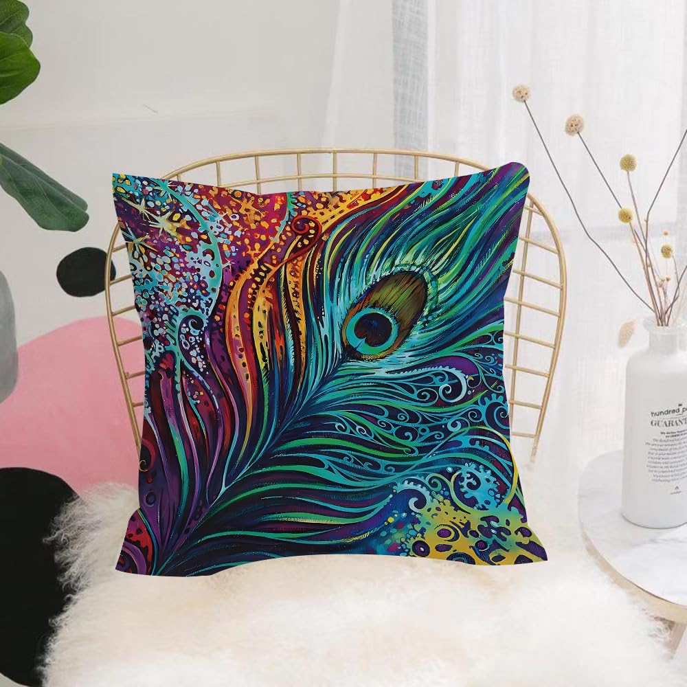 Hyosxw Peacocks, With Their Colorful Feathers In Va - A1 Cushion Cover,Throw Pillow Case Home Decorative For Living Room Bedroom Sofa Chair 18X18 Inch,Peacocks, With Their Colorful Feathers In Various Patterns,Pillowcase 45X45cm