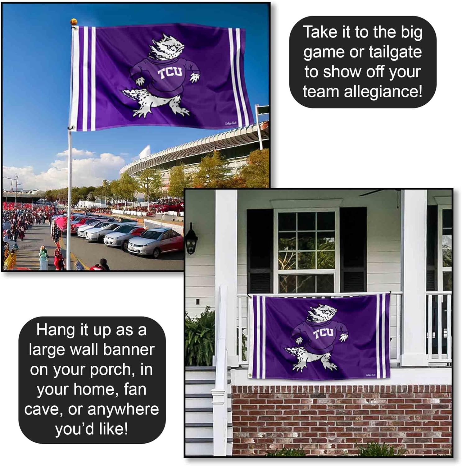Texas Christian Horned Frogs Vintage Retro Throwback 3x5 Banner Flag - Image 4