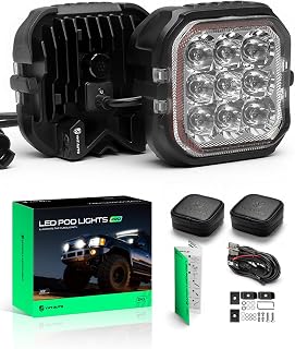 YHTAUTO 4 Inch LED Pod Lights Spot 45W Off-Road Lights for Truck UTV ATV | Camper Driving Work Light LED Light Bar for SUV Golf Cart 4x4 Van, IP67 Waterproof Lamp with Wiring Harness & Light Cover
