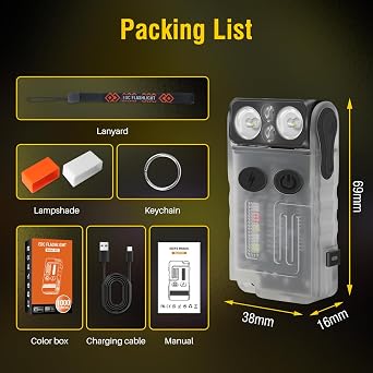 BORUIT V20 Small Powerful Flashlight 180Head Swivels Super Bright with Cob Side Light, USB C Rechargeable Flashlights with Two-Way Clip,Lanyard and Keychain, Magnetic Buzzer - 13 Modes