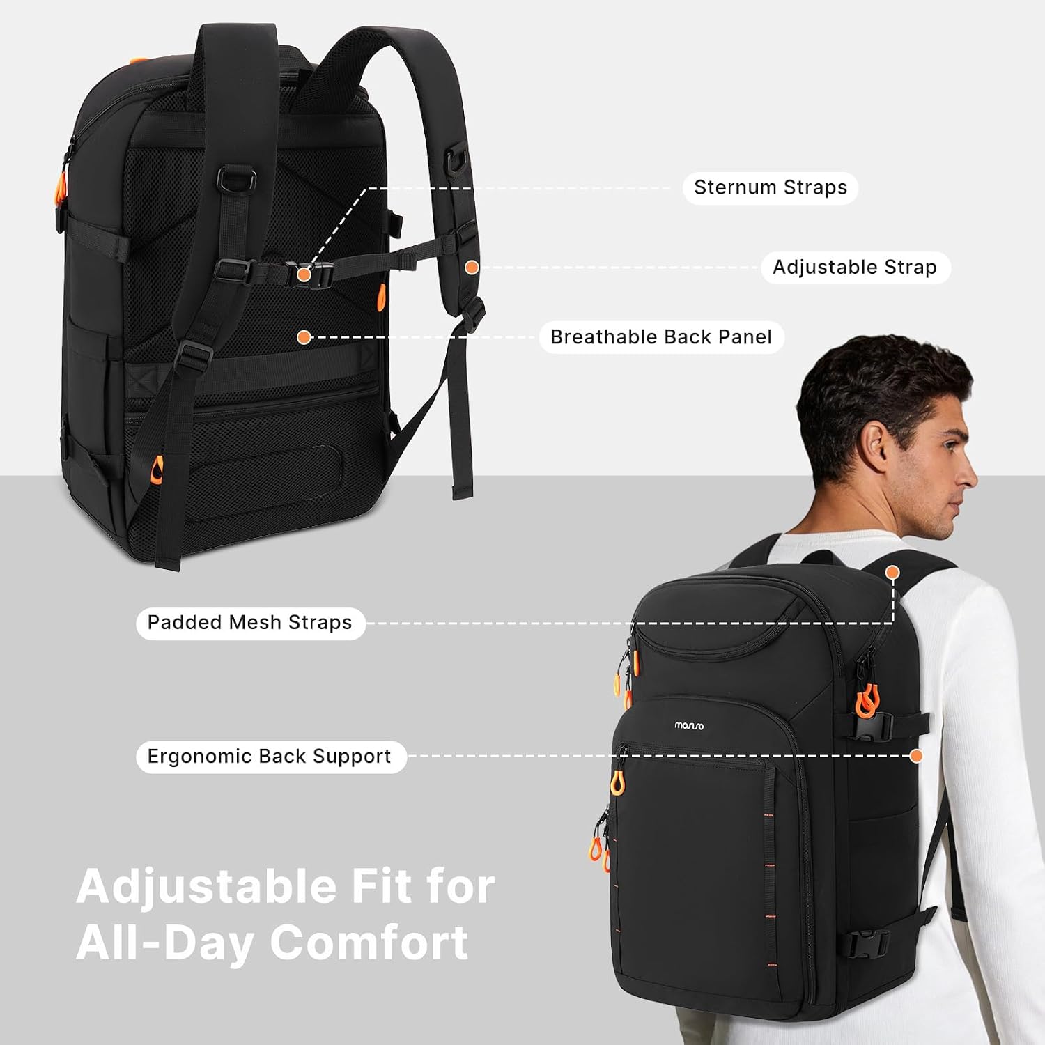MOSISO 40L Travel Backpack, 17.3 Inch Carry On Laptop Backpack Luggage Bag image 4