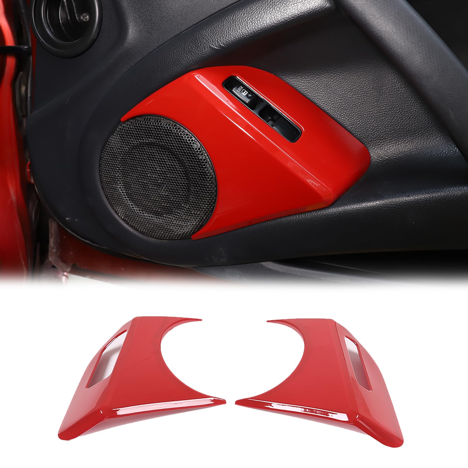 Car Window Lift Button Frame Cover for Mitsubishi Eclipse 2006-2011, 2PCS ABS Material Inner Door Window Glass Switch Panel Frame Decor Trim Accessories (Sports Red)