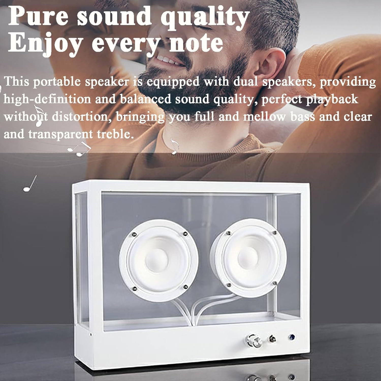 Głośnik Bluetooth, przenośny subwoofer z odtwarzaniem USB/AUX, czysta naturalna jakość dźwięku