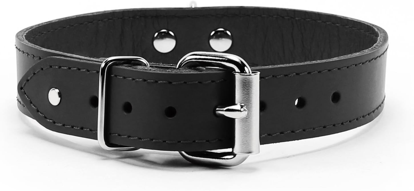 Arcadia I Collar Lambskin Latigo Leather Handcrafted Leather Collar (Black, Small)