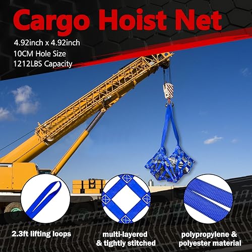 Miniatura 2 de Red de elevación de carga de 1212 libras, correas de red de elevación de seguridad de 4.92 x 4.92 pies para polipasto de malla cuadrada de 3.9 in,