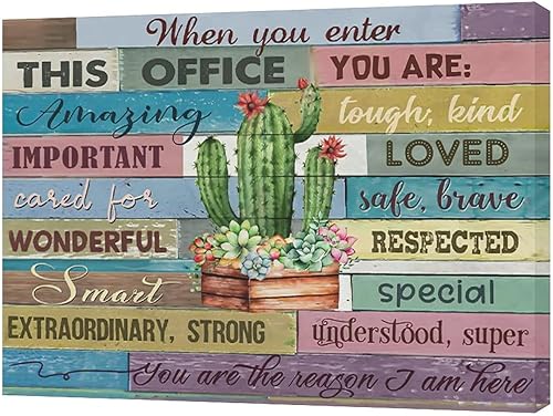 Miniatura 2 de Citari Amazing Tough Kind - Lienzo decorativo para pared, póster inspirador de oficina de cactus y suculentas, consejero escolar y decoración de En