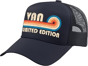 Van Retro 70s 80s Sunset Stripe Trucker Hat with Adjustable Mesh Back