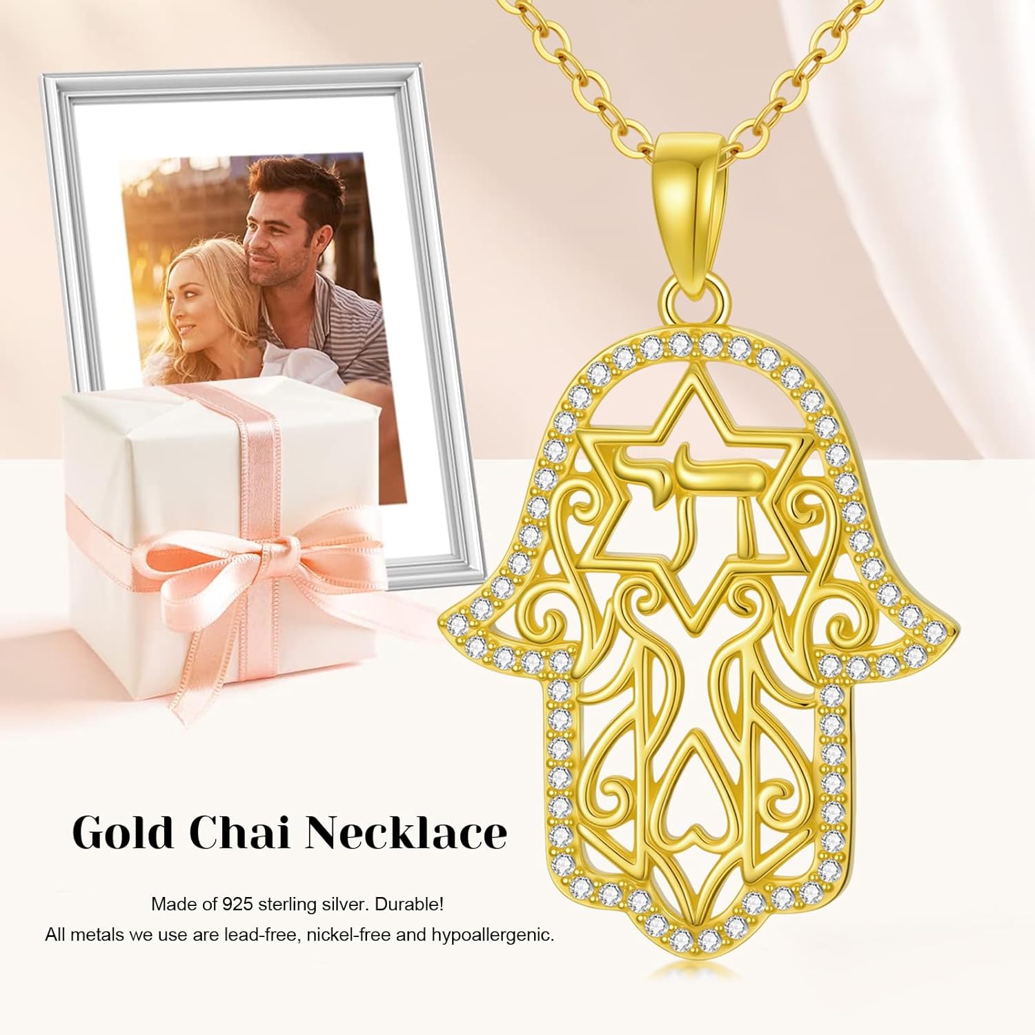 Hamsa Necklace 925 Sterling Silver Evil Eye/Lotus Flower/Star of David/Chai/Yin Yang Hamsa Hand Pendant Jewelry Hand of Fatima Gifts for Women - Image 7